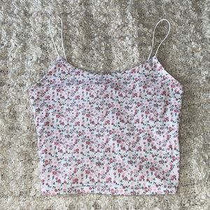 Floral print spaghetti strap crop top